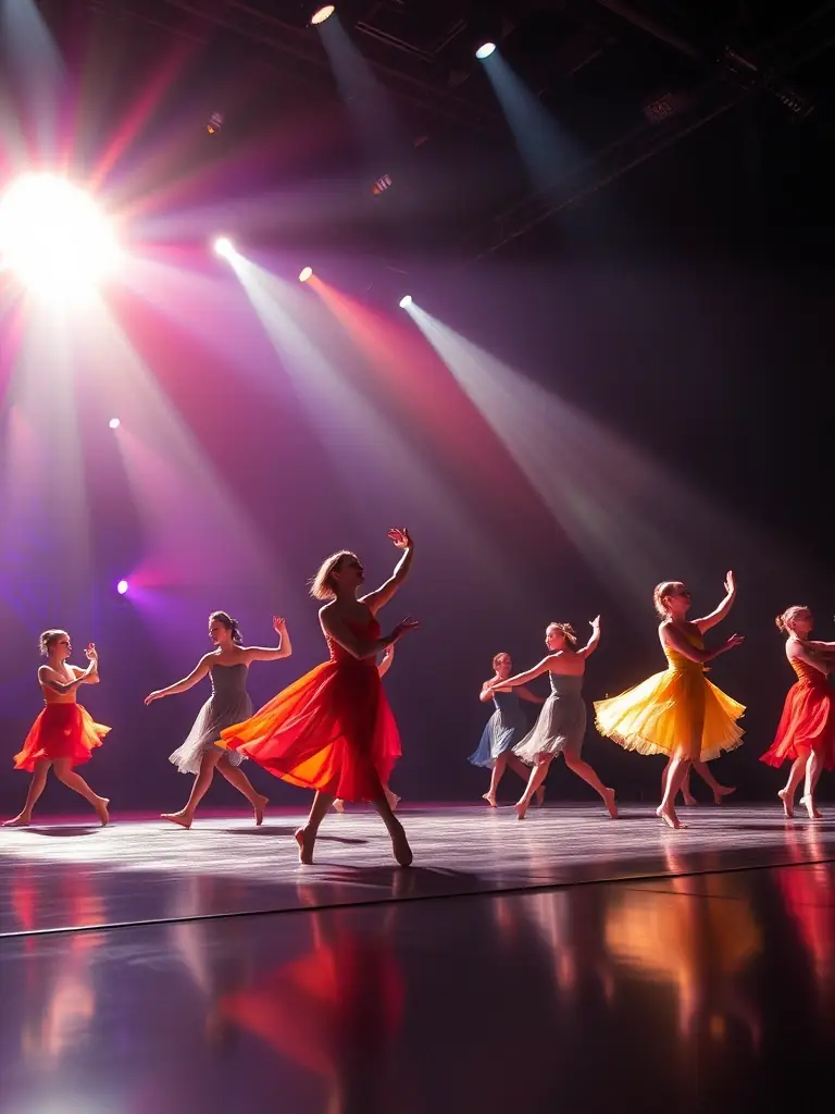 A photograph of musicians and dancers collaborating on stage during the Music & Movement Gala 2021, highlighting the fusion of music and movement in a celebratory atmosphere.